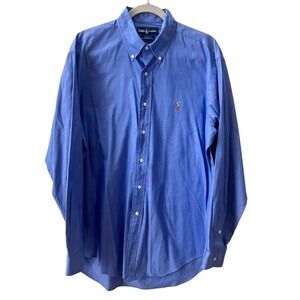 Ralph Lauren Yarmouth Oxford Shirt Blue Button-up Pony Logo Mens 16 34/35 Preppy